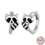 New Silver Lively Raccoon Earrings