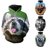 New Cute Funny 3D Print Hoodie Raccoon