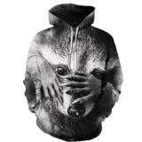 New Cute Funny 3D Print Hoodie Raccoon - Animals Aso