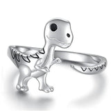 Creative Cute Silver Color Dinosaur Rings - Animals Aso