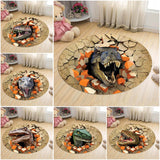 Living Room Carpet Children Dinosaur 3D Round Mats