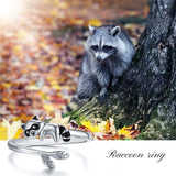 New Cute Silver Raccoon Open Rings - Animals Aso