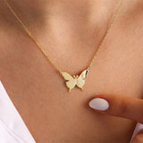 2023 Stainless Steel Butterfly Initial Letter Necklaces - Animals Aso