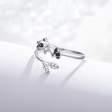 New Cute Silver Raccoon Open Rings - Animals Aso