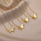 2023 Stainless Steel Butterfly Initial Letter Necklaces - Animals Aso