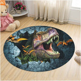 Living Room Carpet Children Dinosaur 3D Round Mats - Animals Aso