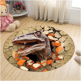 Living Room Carpet Children Dinosaur 3D Round Mats