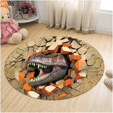 Living Room Carpet Children Dinosaur 3D Round Mats - Animals Aso