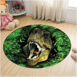 Living Room Carpet Children Dinosaur 3D Round Mats - Animals Aso