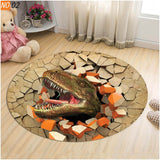 Living Room Carpet Children Dinosaur 3D Round Mats