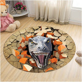 Living Room Carpet Children Dinosaur 3D Round Mats