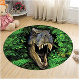 Living Room Carpet Children Dinosaur 3D Round Mats - Animals Aso