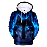 2023 New Fashion Wolf 3D Print Hoodie - Animals Aso