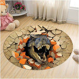 Living Room Carpet Children Dinosaur 3D Round Mats - Animals Aso