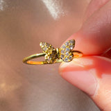 New Design Luxury Shiny Butterfly Wedding Ring