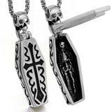 New Stainless Steel Coffins Skull Pendant Necklace - Animals Aso